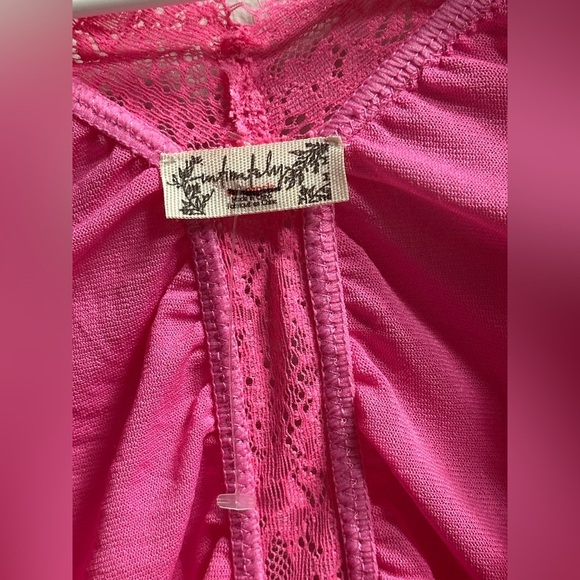 NEW Free People Intimately Forever Young Lace & Mesh Hot Pink Bodysuit Women’s M - Picture 5 of 12